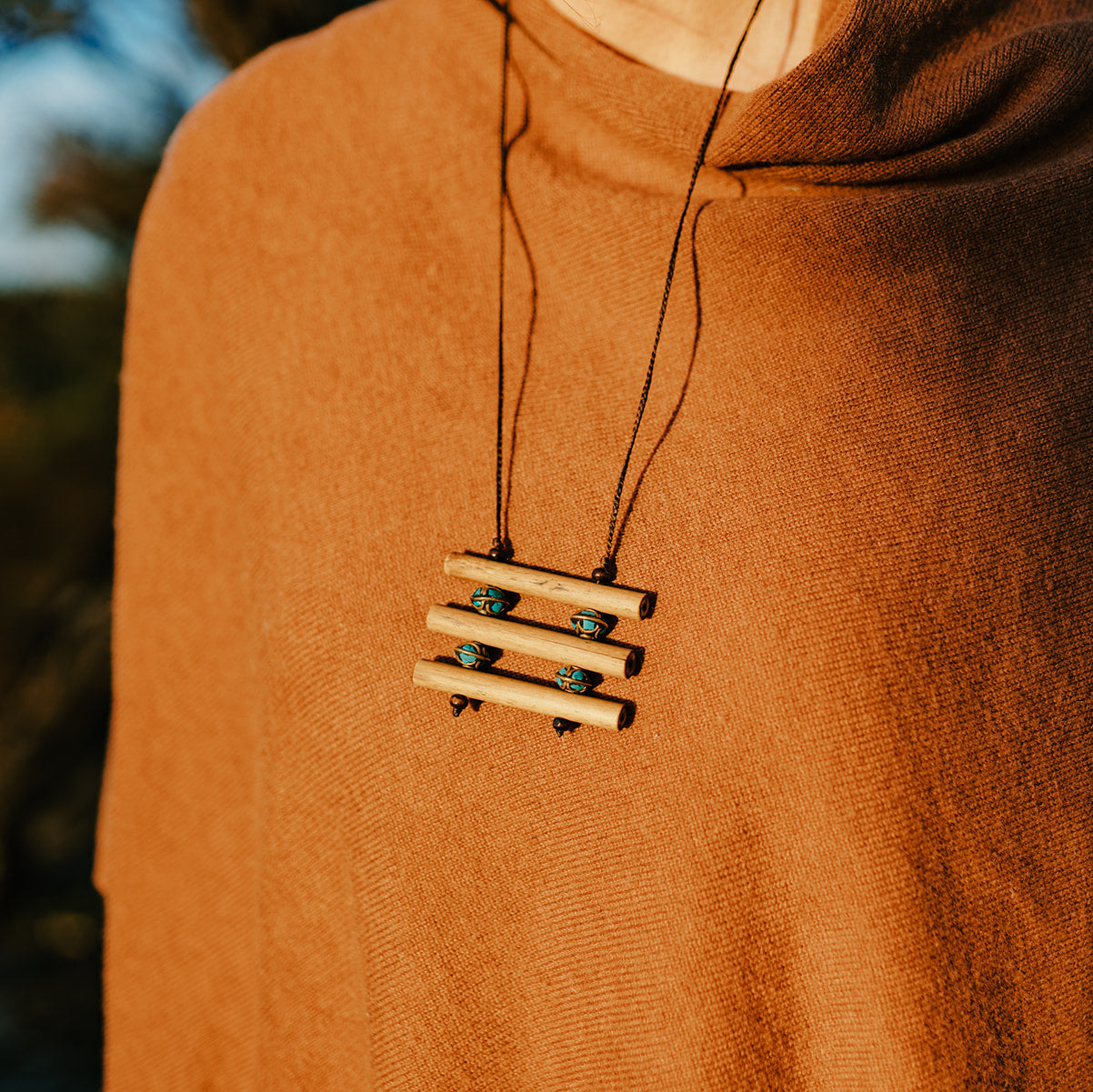 Bamboo Necklace - 3 Rung Ladder (view 3) - Mountain Dreads