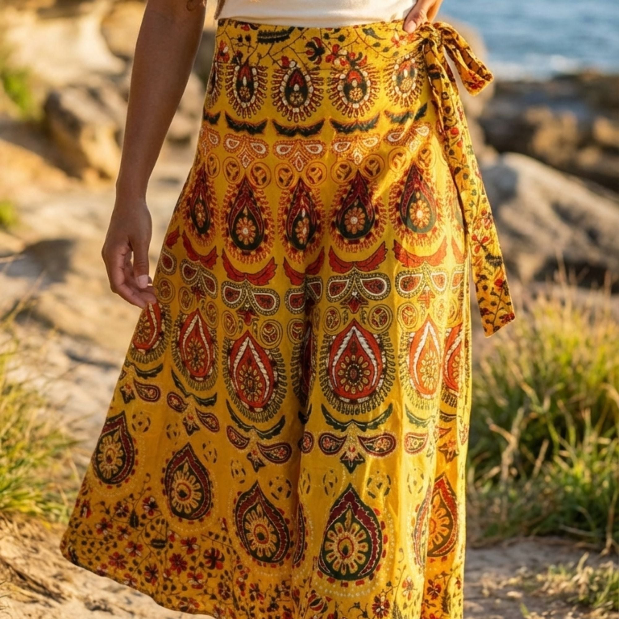 Amber, Long Cotton Wrap Skirt (view 2) - Mountain Dreads