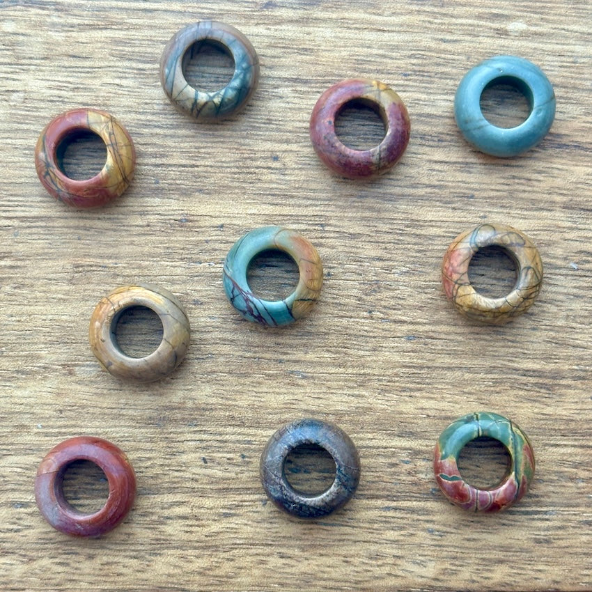 Jasper Gemstones dreadlock beads, set of 10 (view 3) - Mountain Dreads