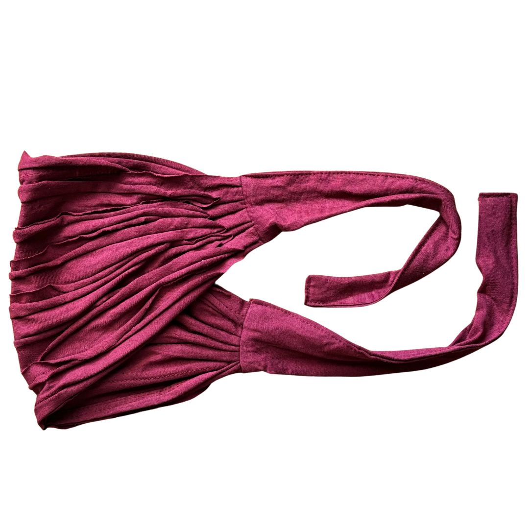maroon tie-up headband on a white background