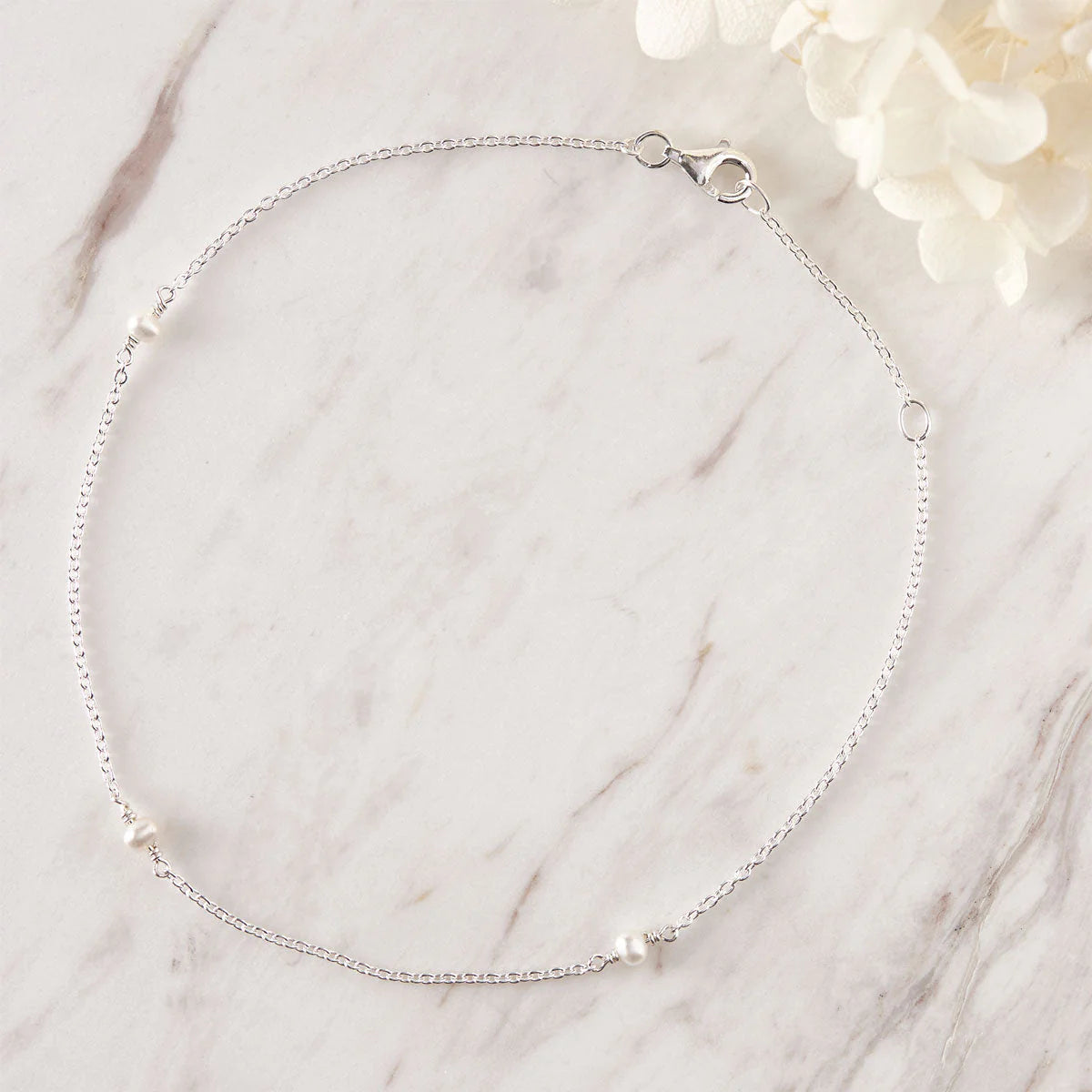 Sterling Silver, Mermaid Tears Pearl Anklet jewellery (view 4) - Mountain Dreads