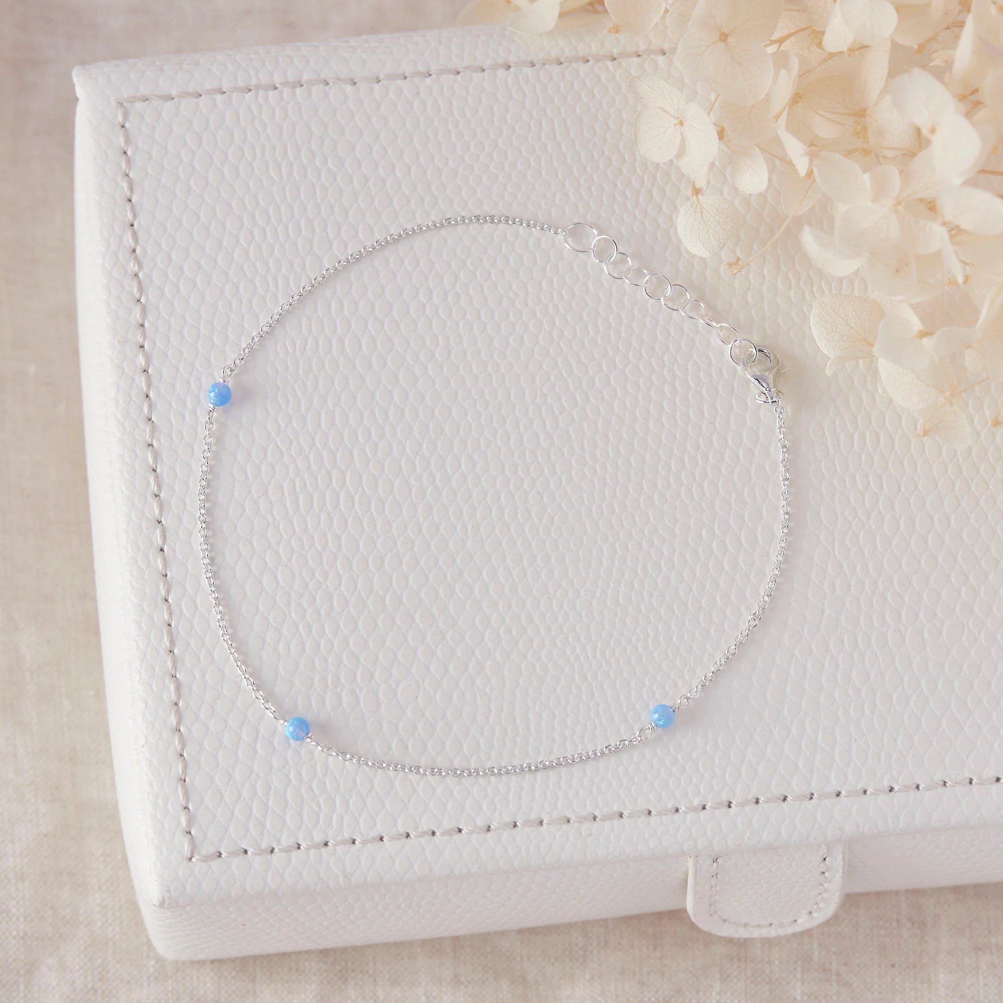 Sterling Silver, Mermaid Tears Azure Opal Anklet jewellery (view 3) - Mountain Dreads