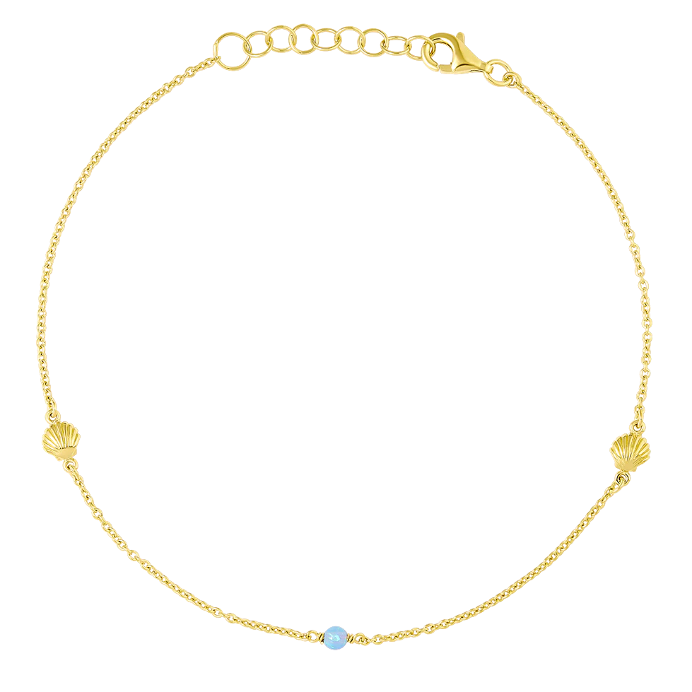 Oceanic Azure Opal Anklet Gold