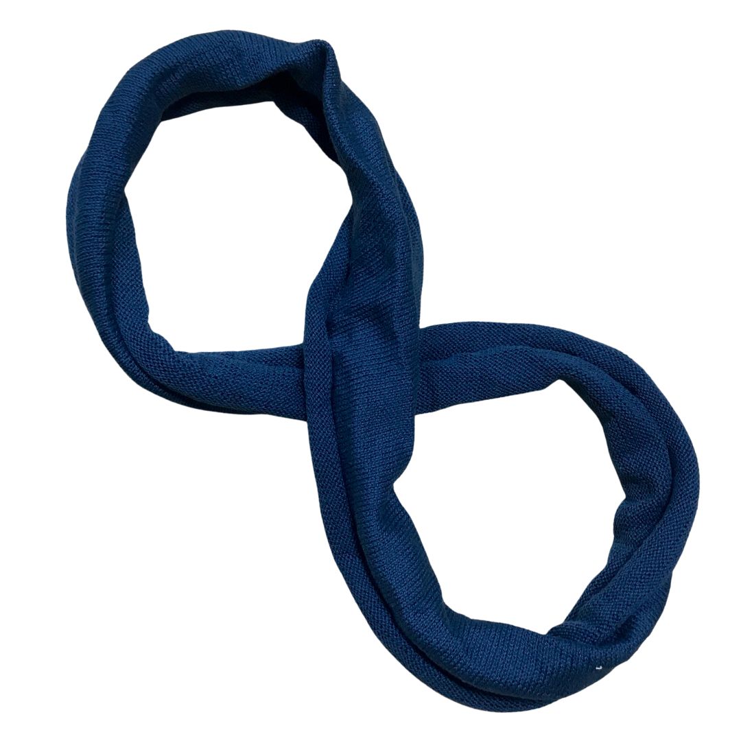 Dark blue cotton double loop dread wrap headband on a white background