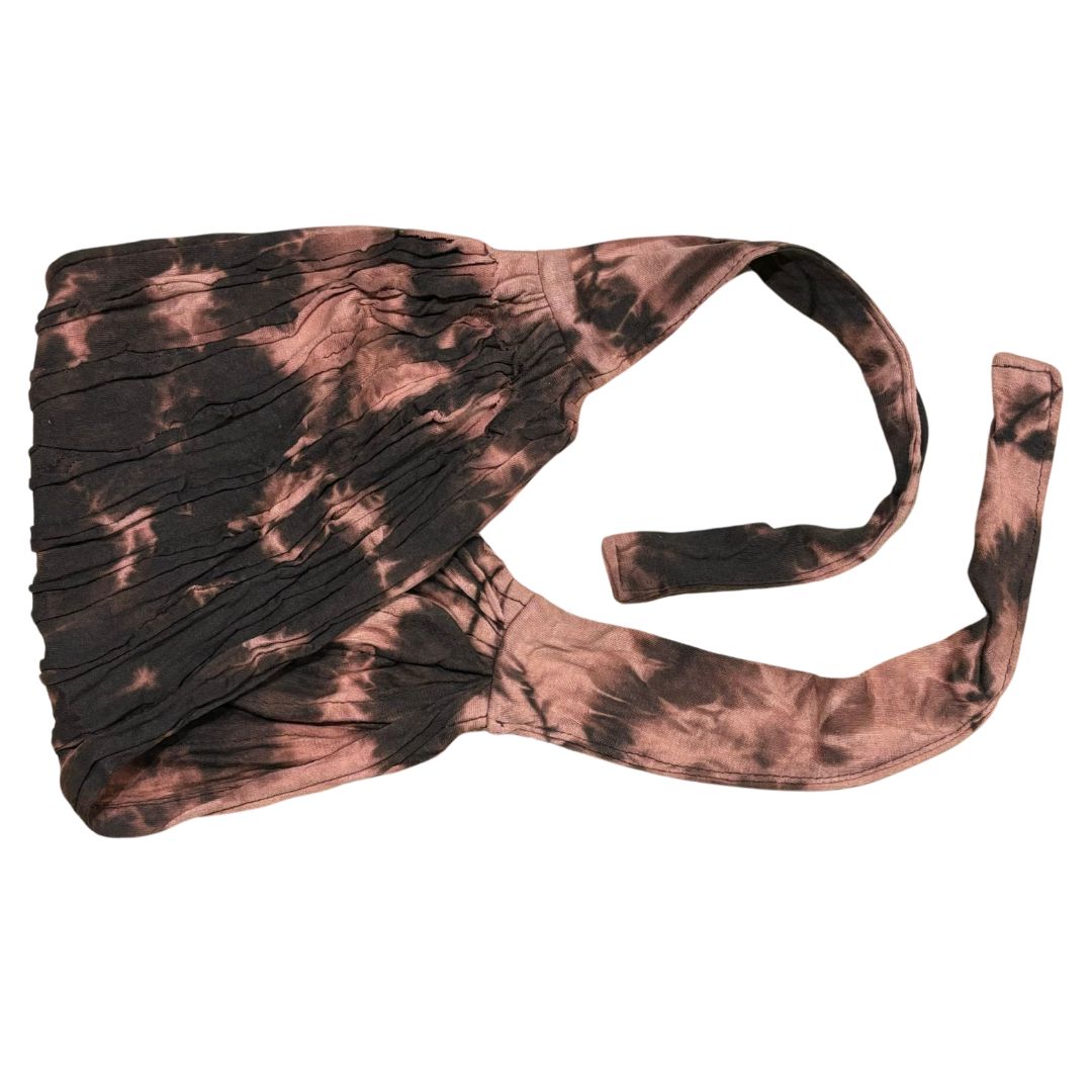 Brown tie-up headband on a white background