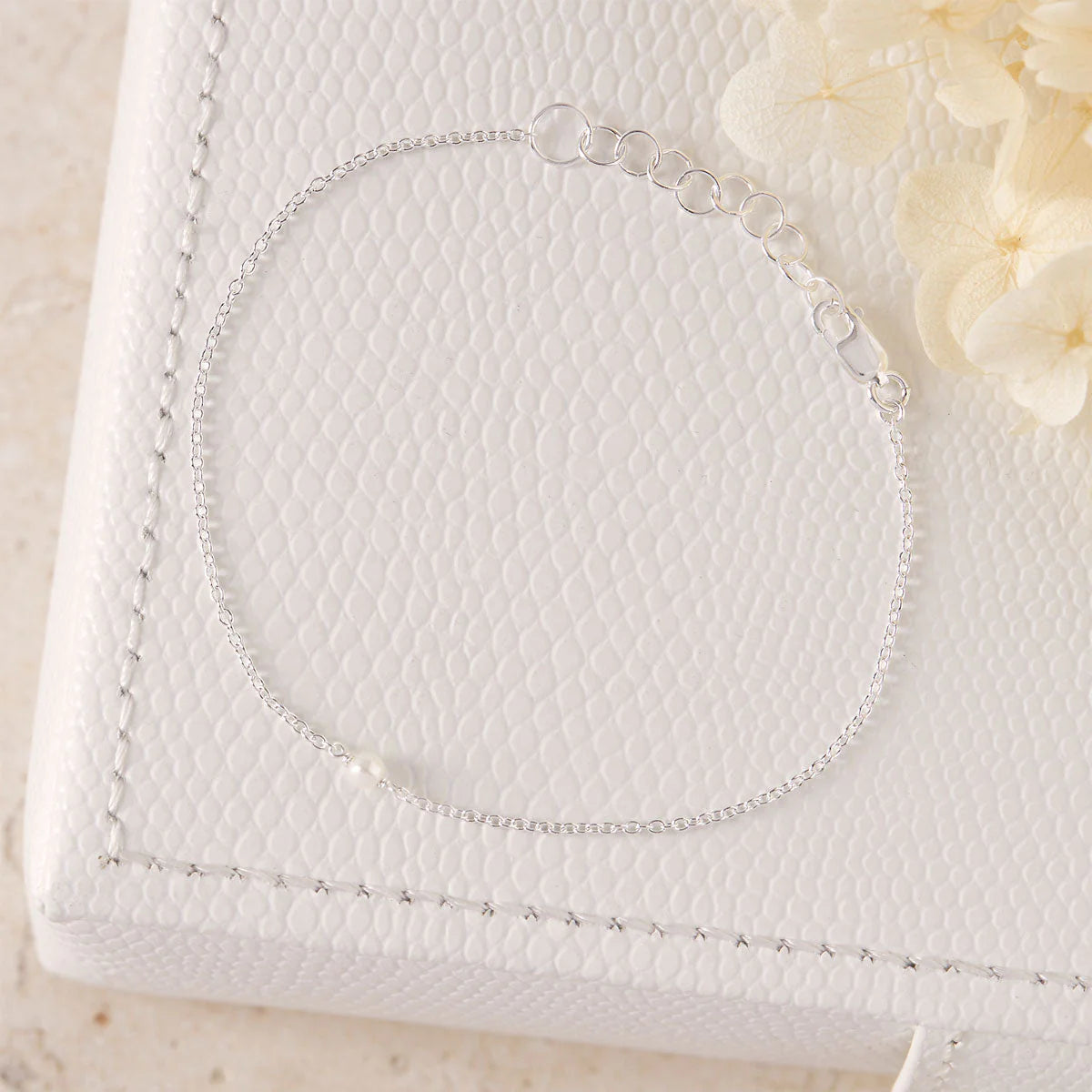 Sterling Silver, Dainty Pearl Bracelet (view 4) - Mountain Dreads