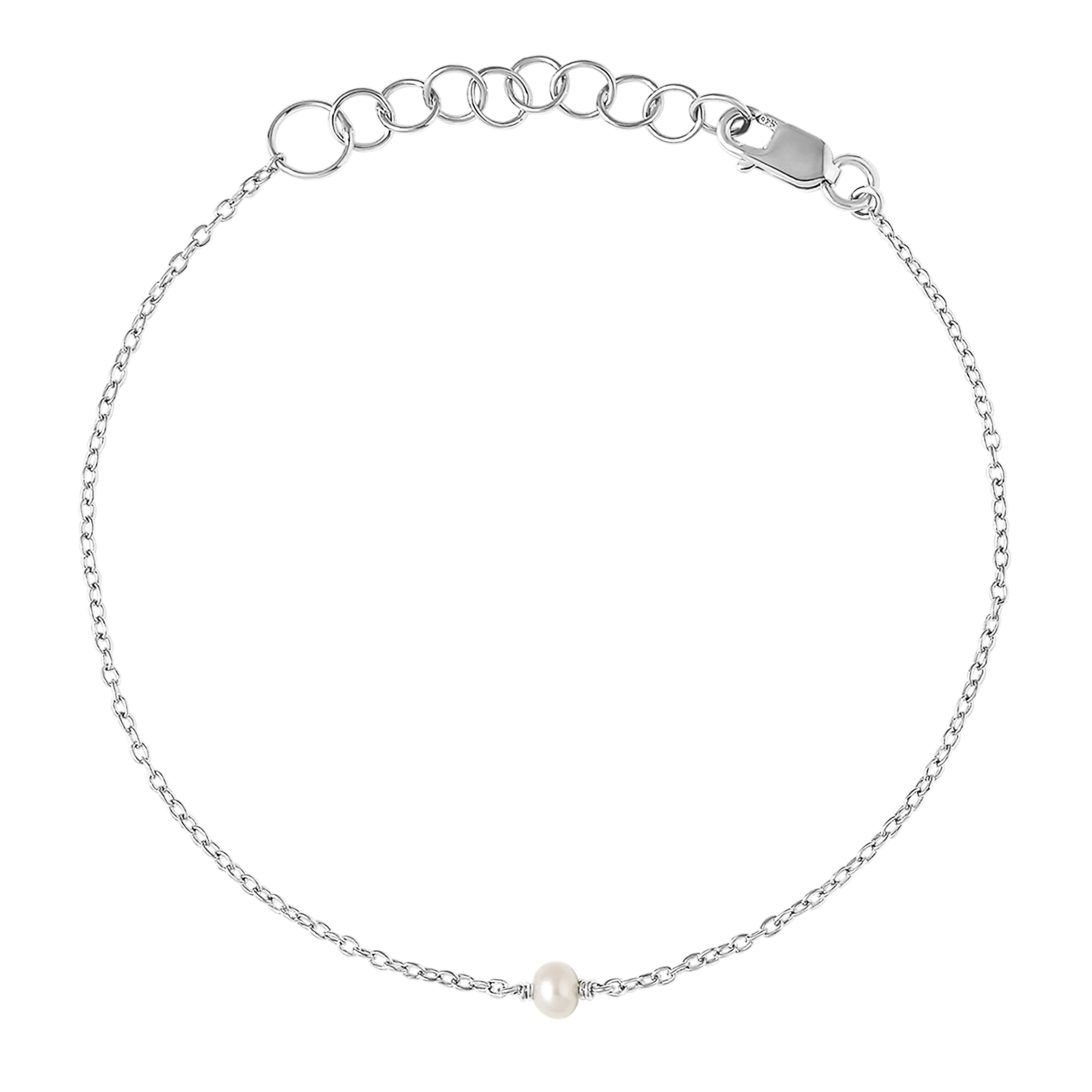 Sterling Silver, Dainty Pearl Bracelet - Mountain Dreads