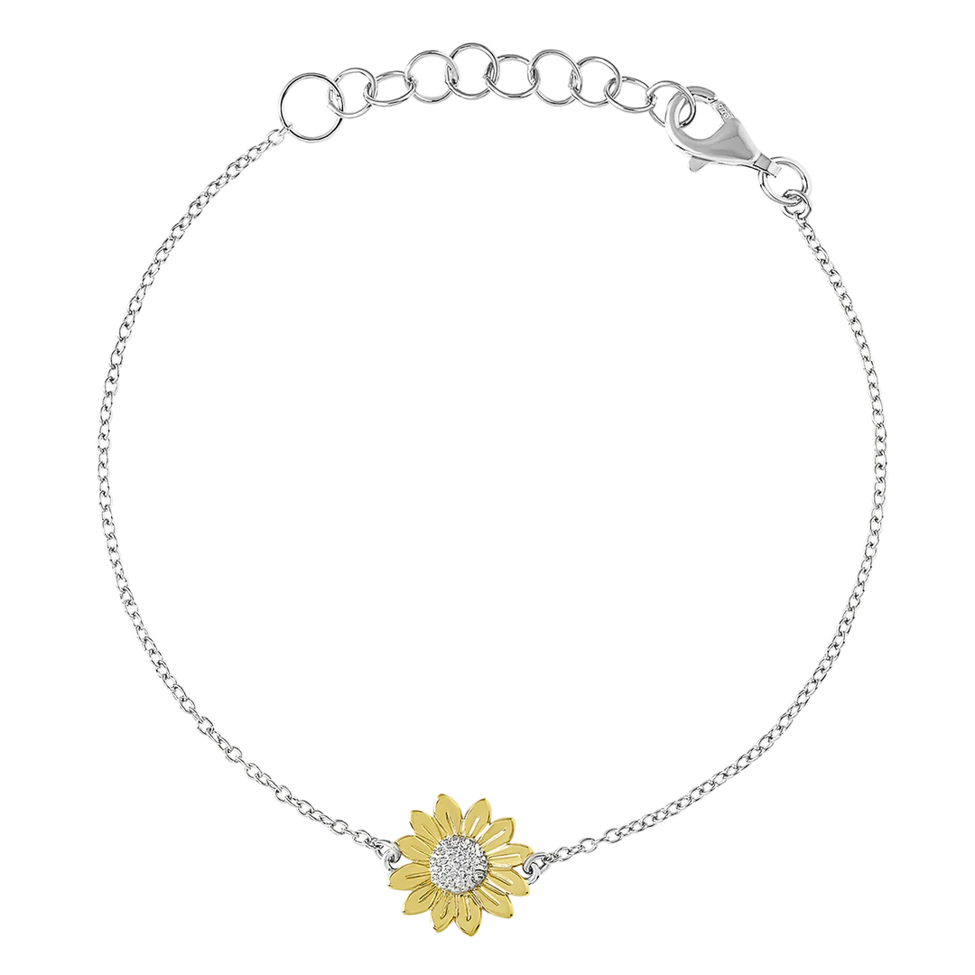 Sterling Silver & Gold Two Tone Blossoming Sunflower Bracelet