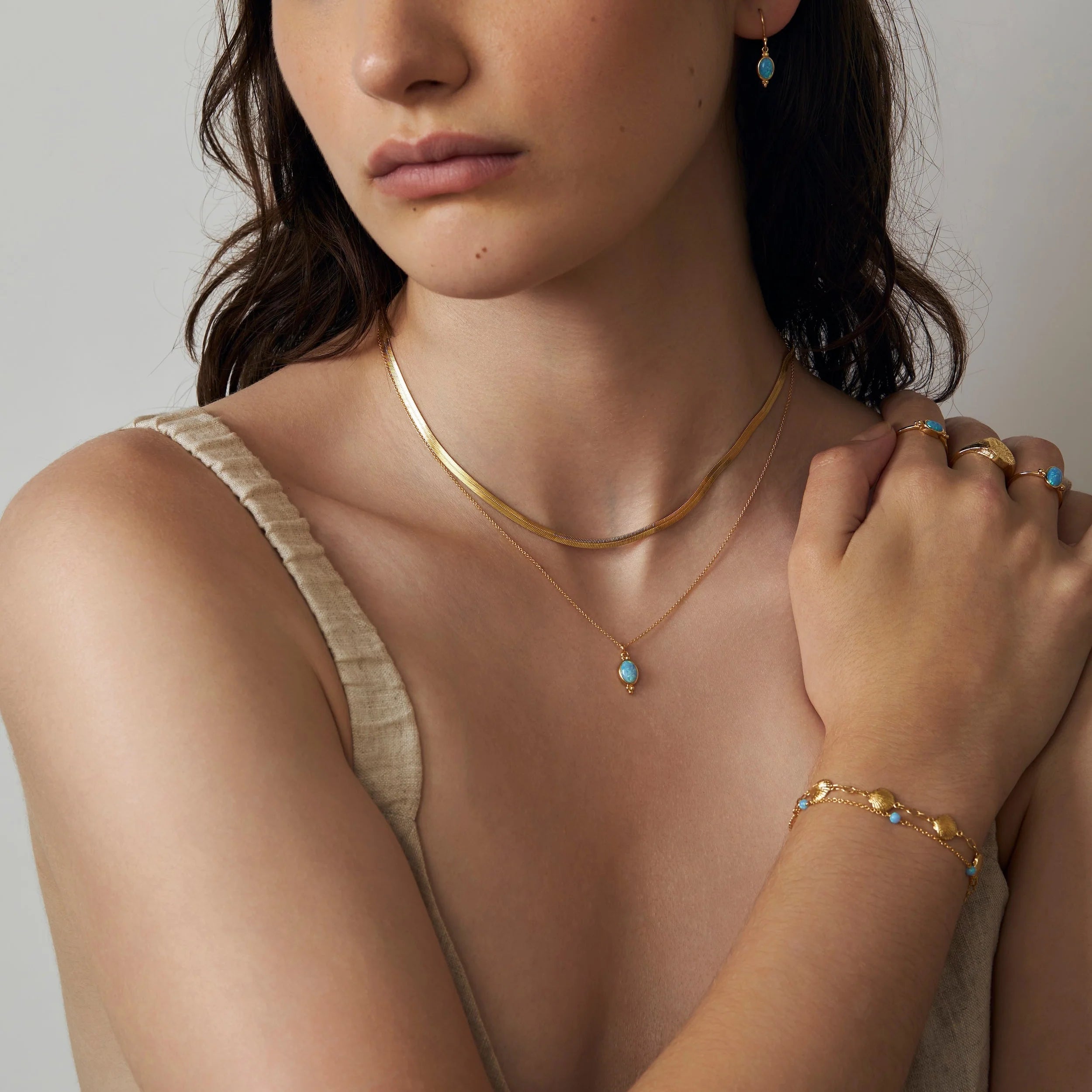 Mermaid Tears Azure Opal Bracelet Gold