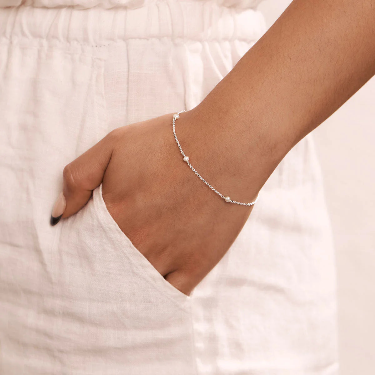 Sterling Silver, Mermaid Tears Pearl Bracelet (view 2) - Mountain Dreads