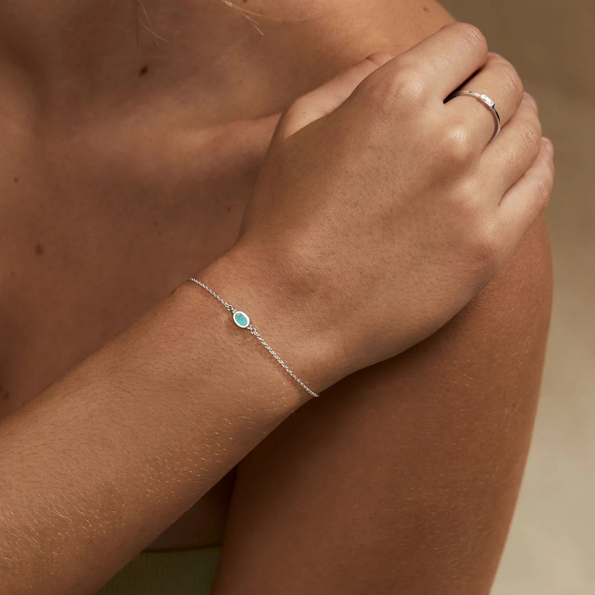 Sterling Silver, Moon Song Turquoise Bracelet (view 3) - Mountain Dreads