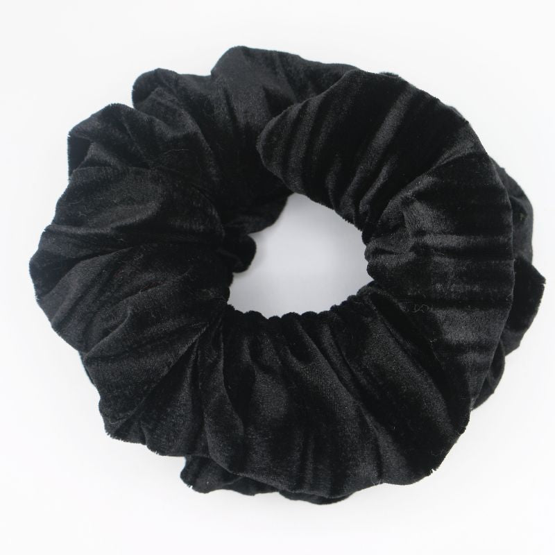 Black velvet dreadlock wire spiralock hair scrunchie and headband on a white background