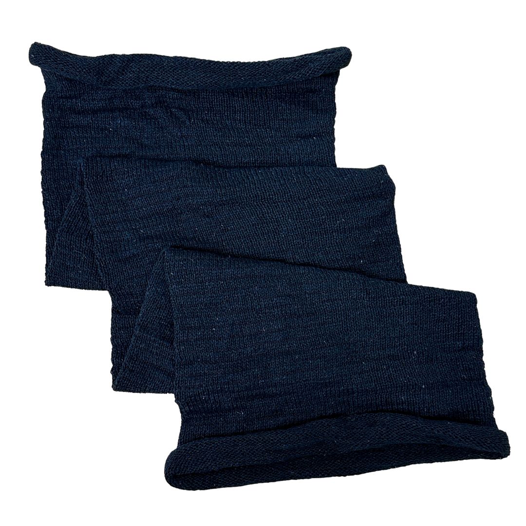 Dark blue large cotton dreadlock sock on a white background.
