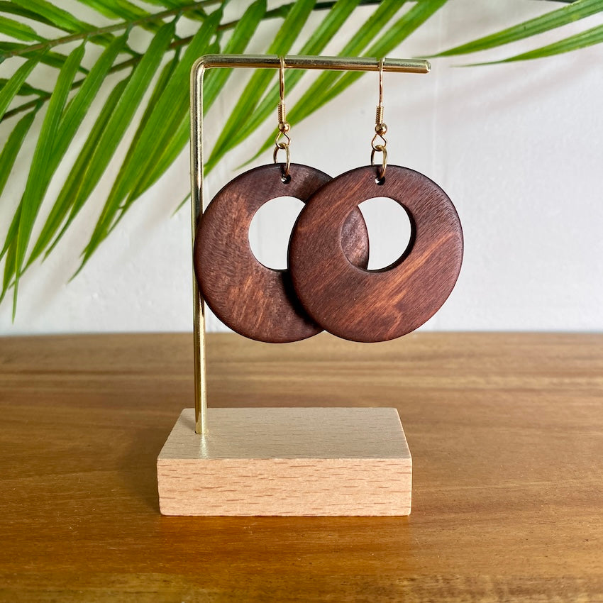 Medium Brown Wooden Earrings