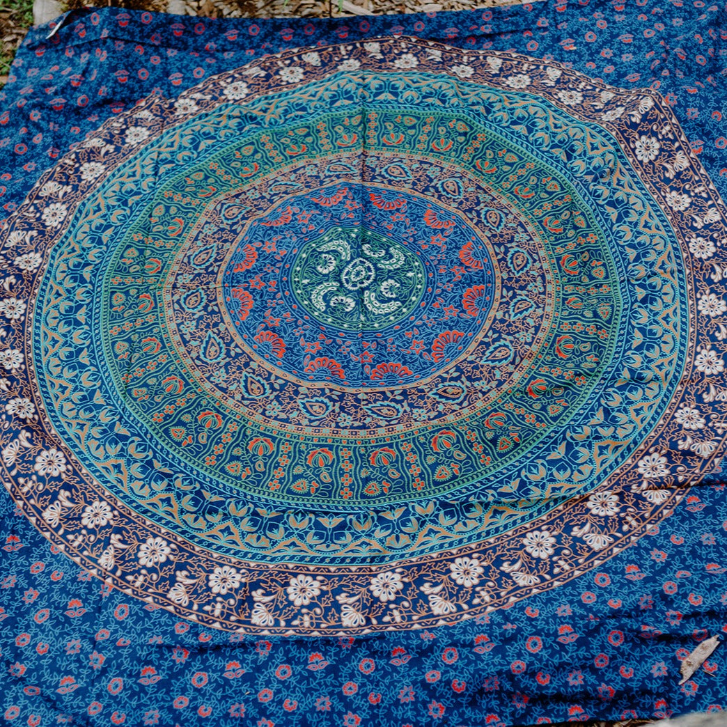 Blue Floral Mandala Throw
