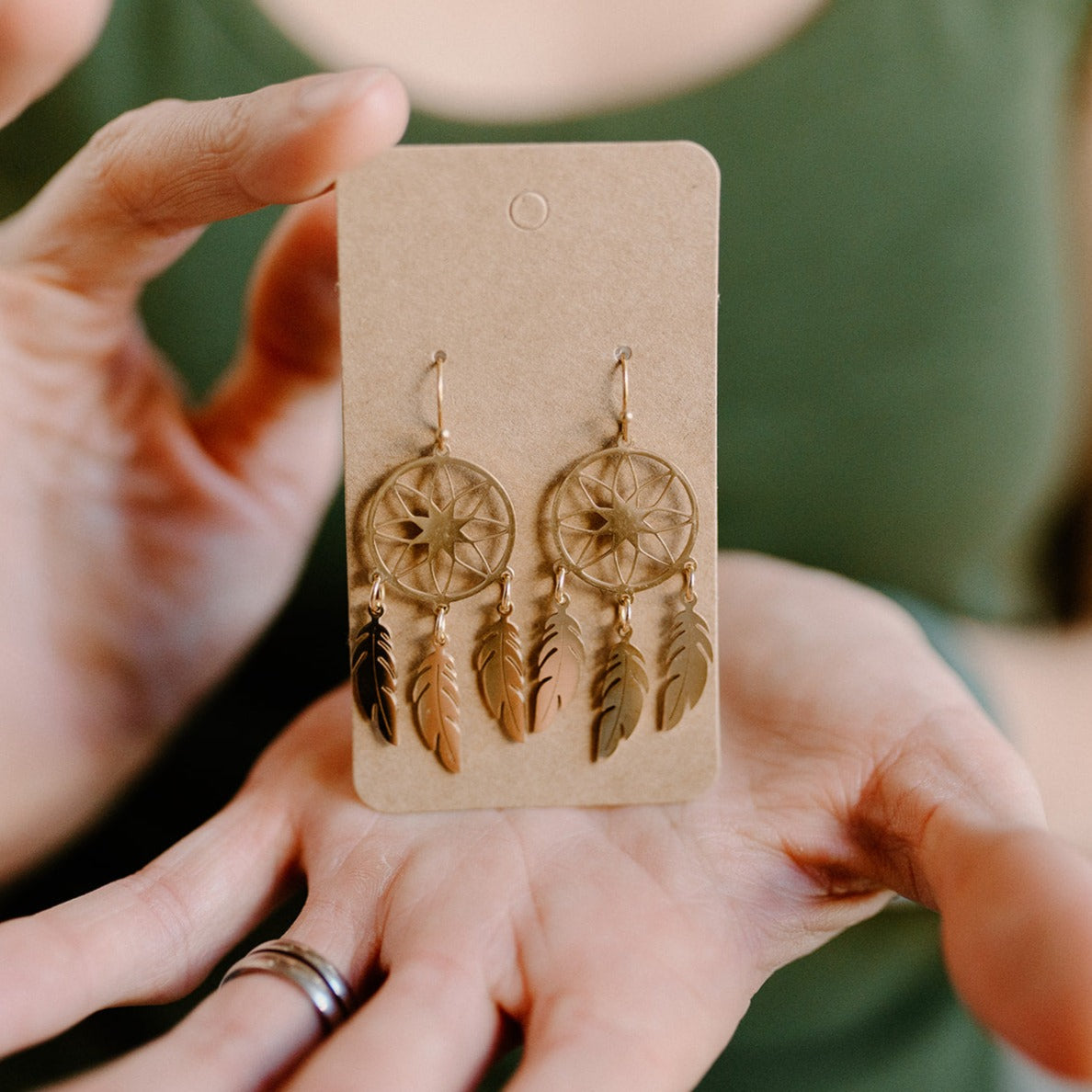 Golden Dream Catcher Earrings