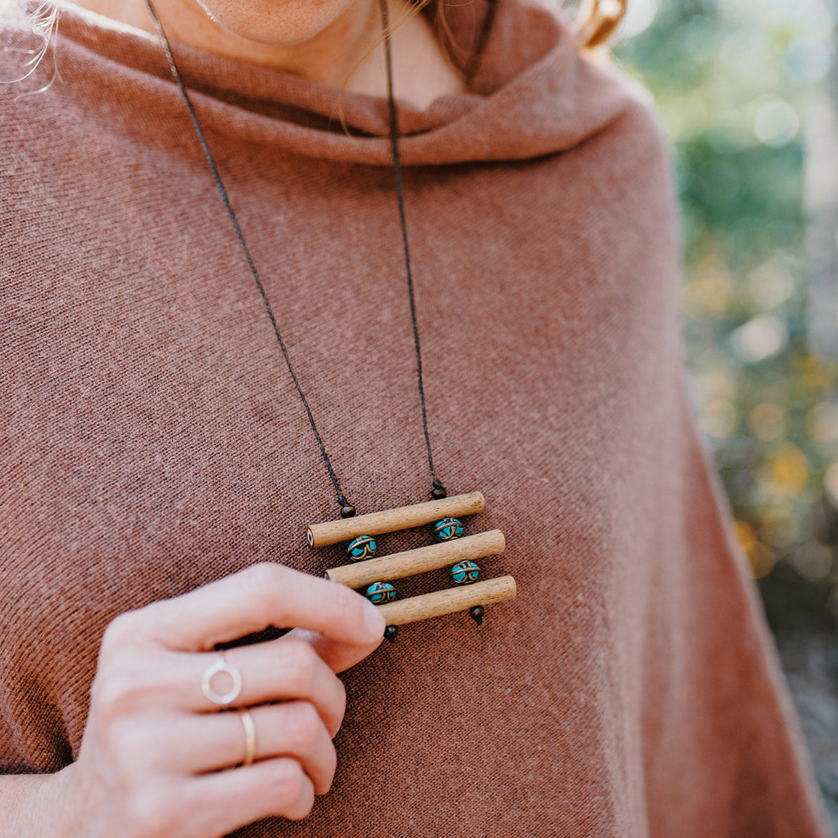 Bamboo Necklace - 3 Rung Ladder (view 5) - Mountain Dreads