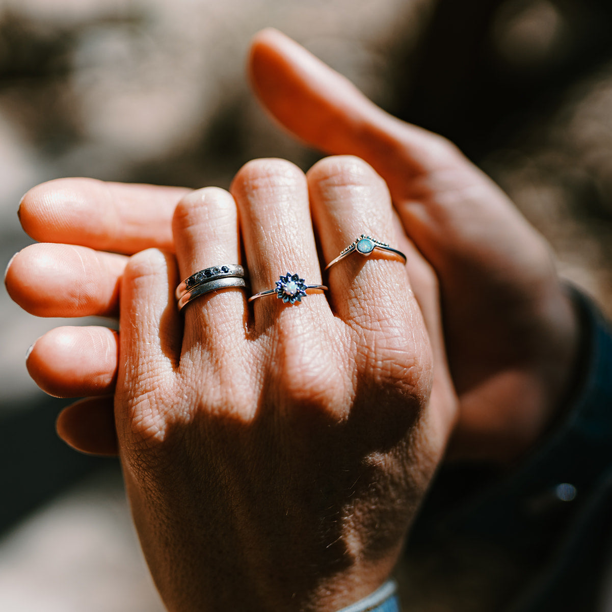 Sterling Silver Delicate Sunflower Moonstone Ring
