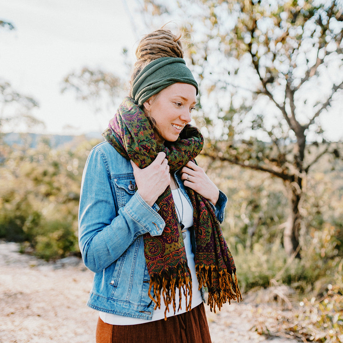 Paisley Scarf - Forest Bloom (view 2) - Mountain Dreads