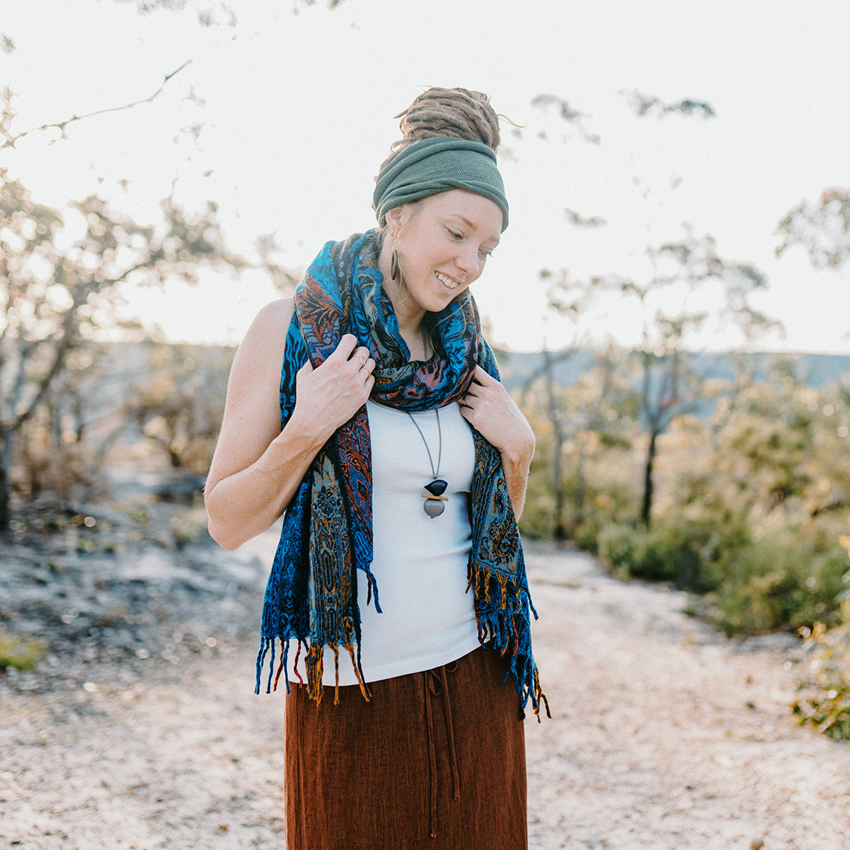 Floral Scarf - Oceanic (view 2) - Mountain Dreads