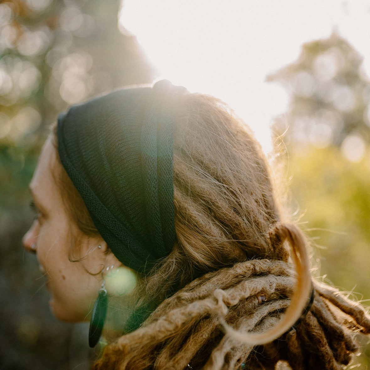 Black Cotton Double Loop Headband