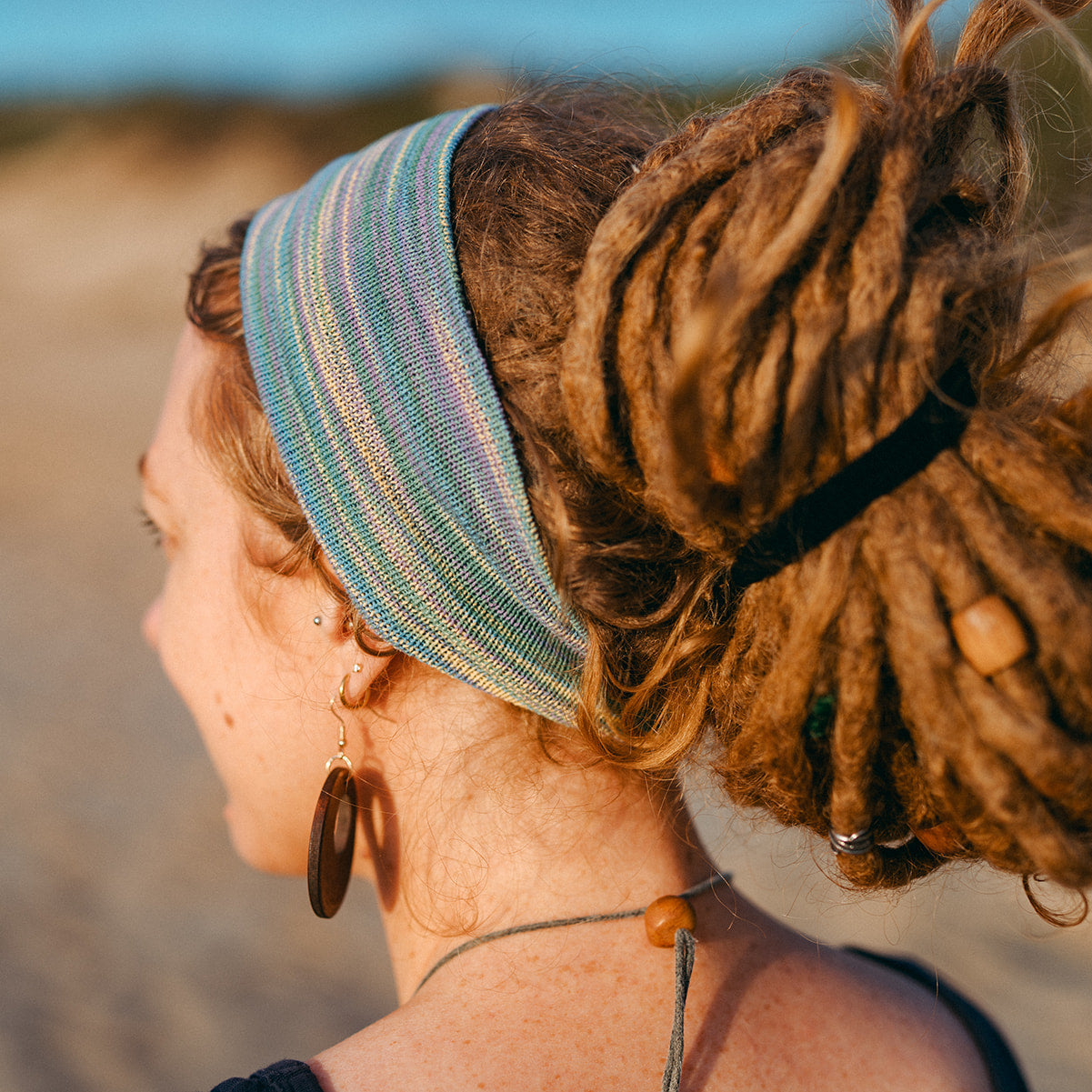 Stitched Cotton Headband (view 3) - Mountain Dreads