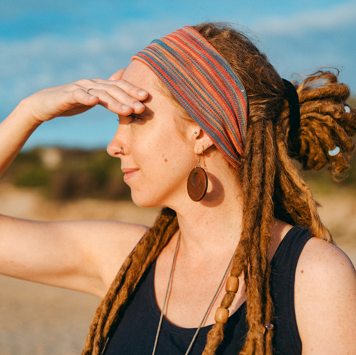 Stitched Cotton Headband (view 4) - Mountain Dreads