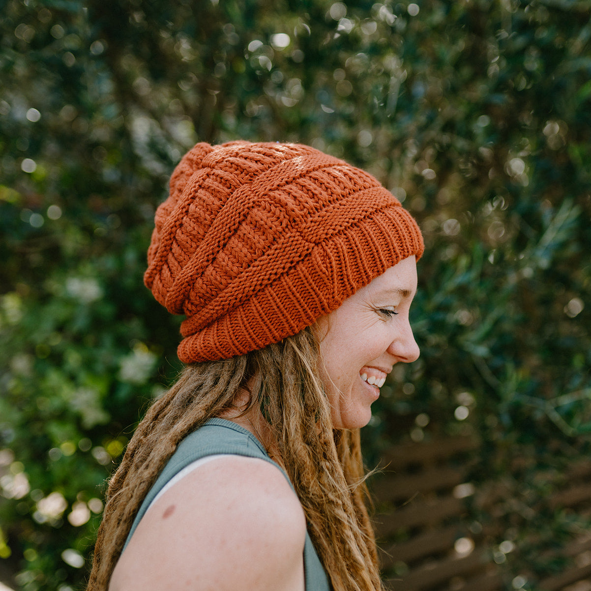 Rust Satin Lined Knitted Beanie - Mountain Dreads