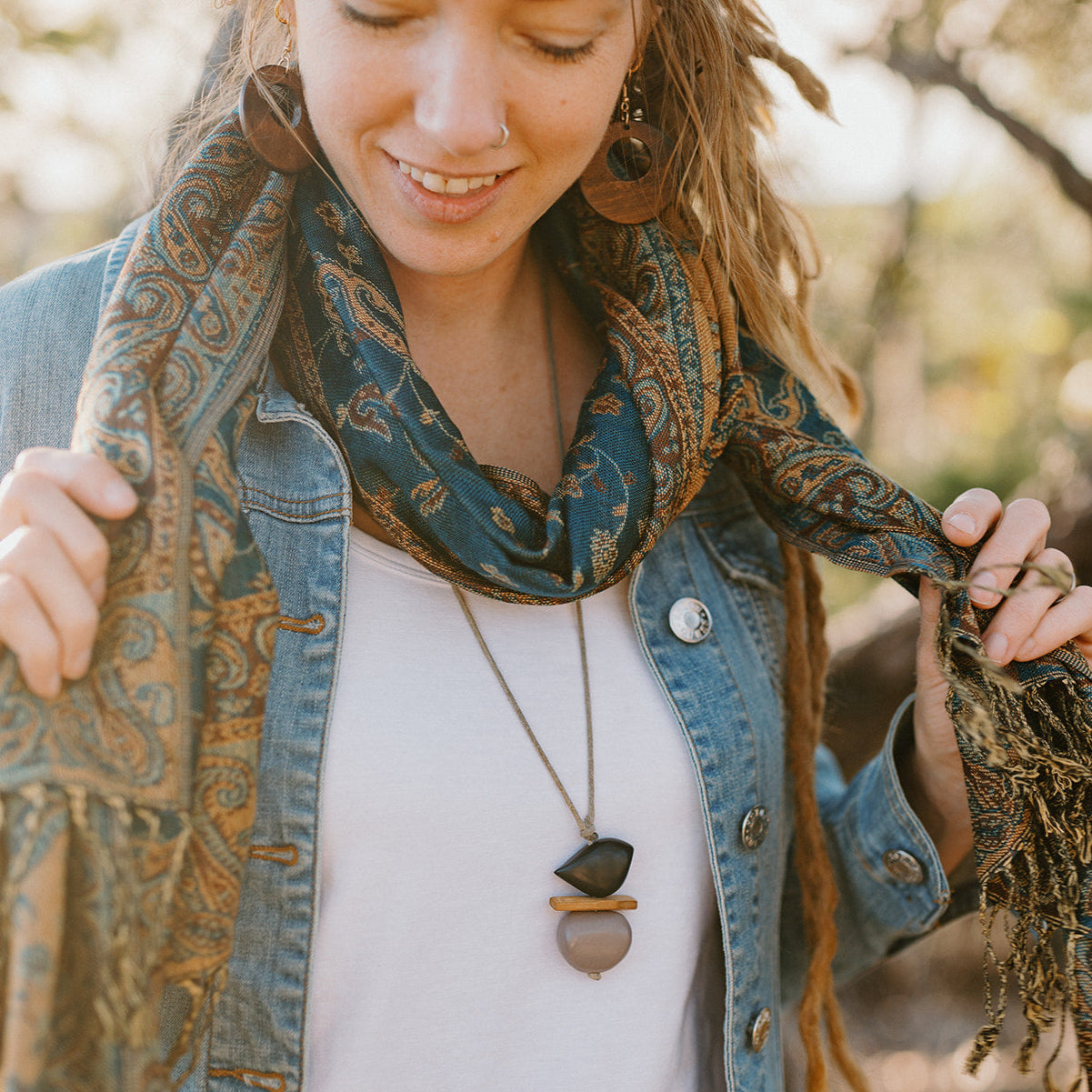 Paisley Scarf - Forest Ember