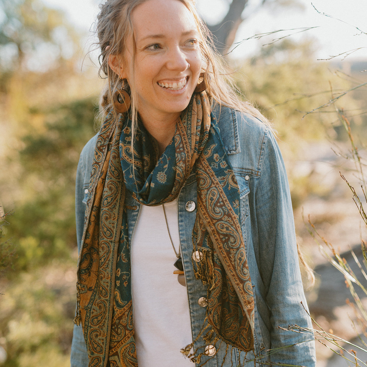 Paisley Scarf - Forest Ember