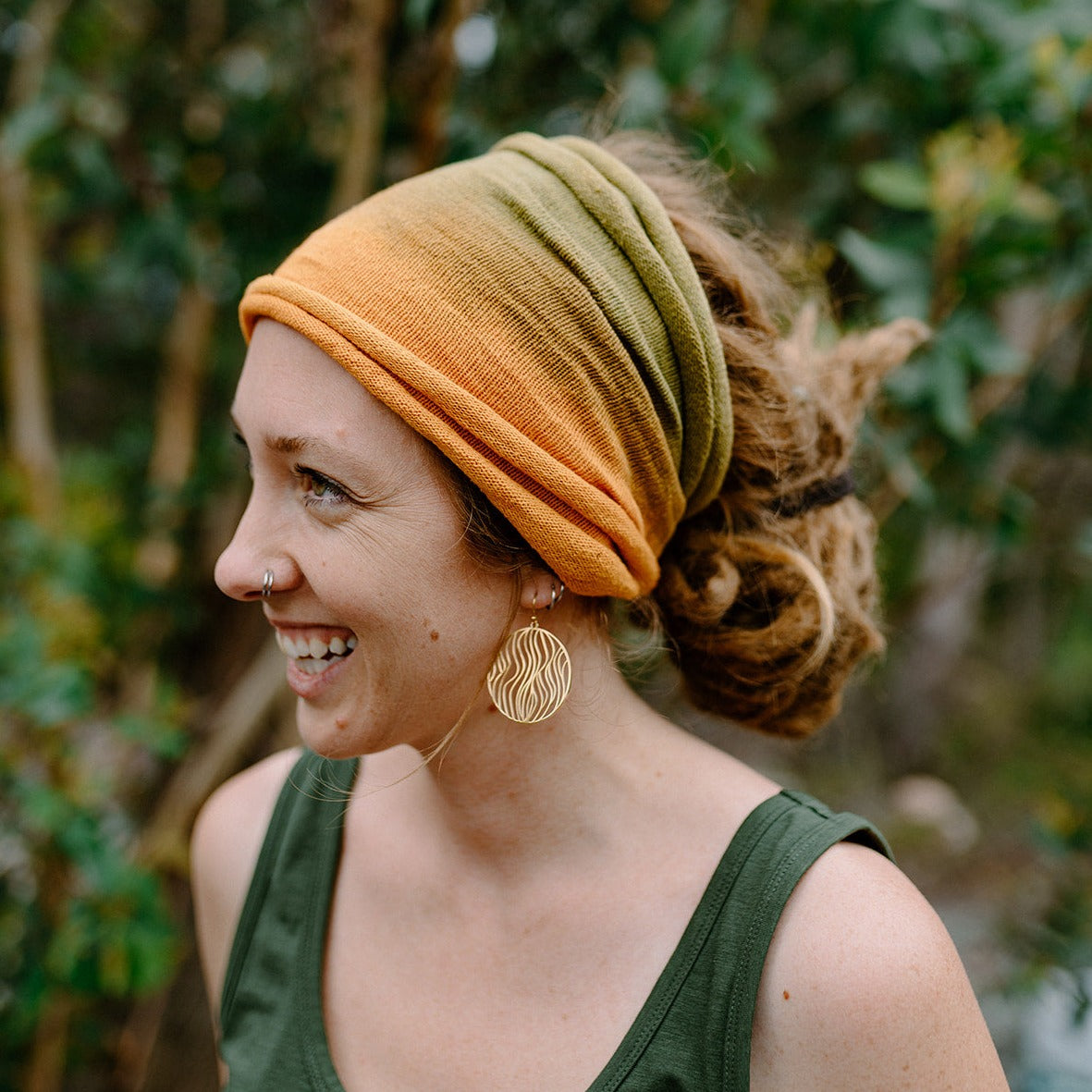 Golden Round Ripple Earrings