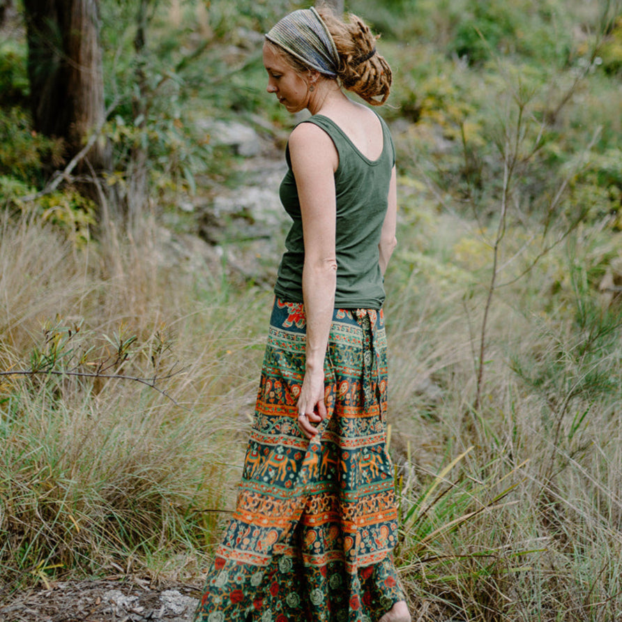 Aranya, Long Cotton Wrap Skirt (view 2) - Mountain Dreads