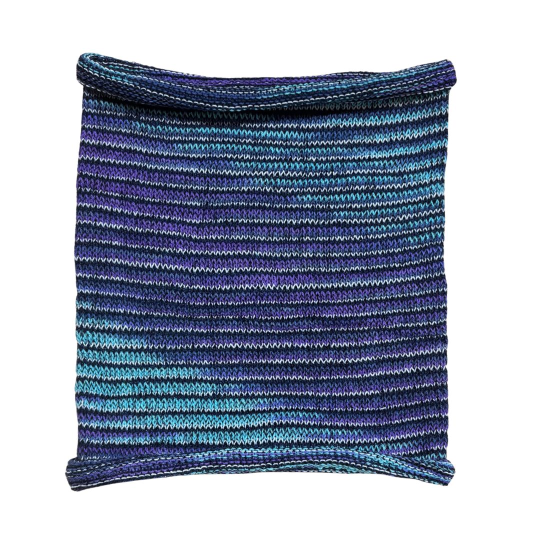 blue and purple cotton headband on a white background