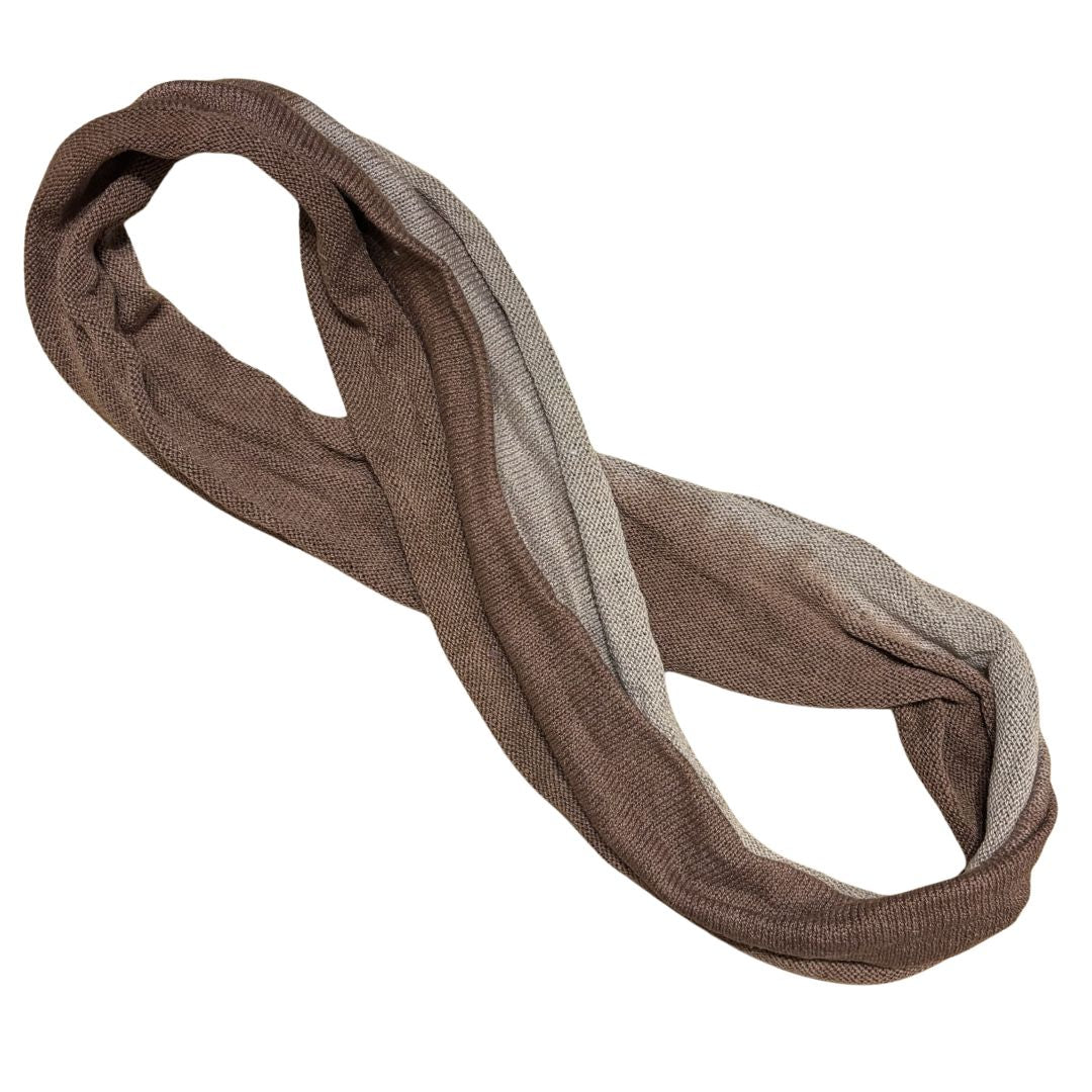 Brown cotton double loop dread wrap headband on a white background.