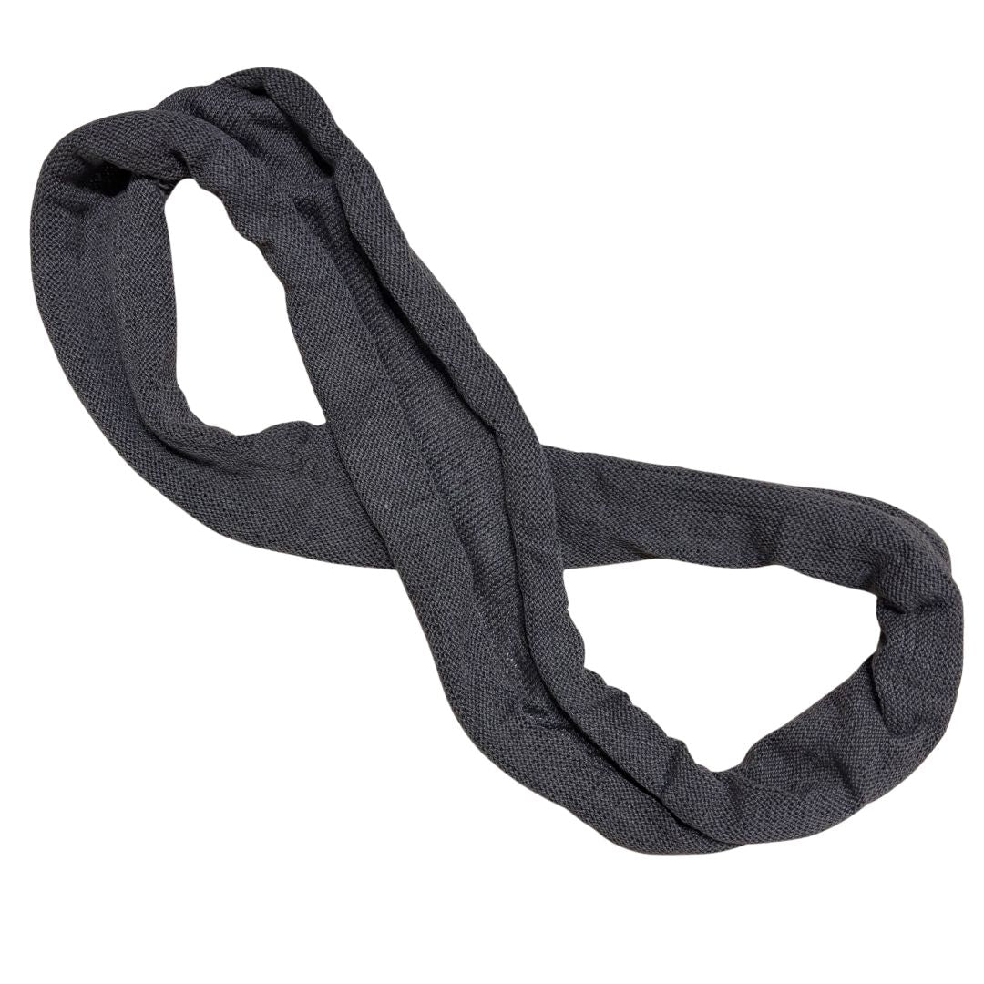 Black cotton double loop dread wrap headband on a white background.