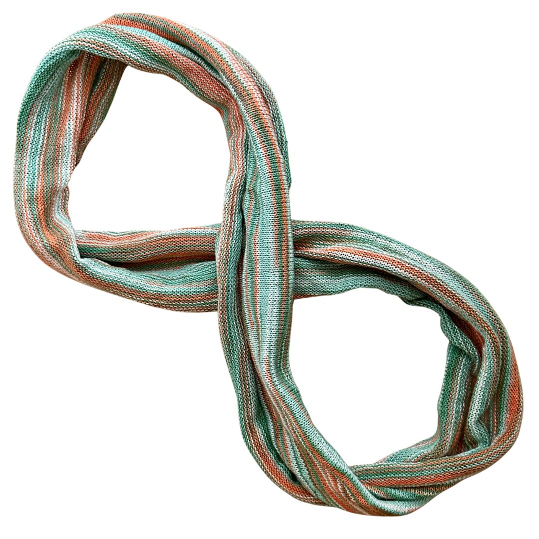 light green orange cotton double loop dread wrap headband on a white background.