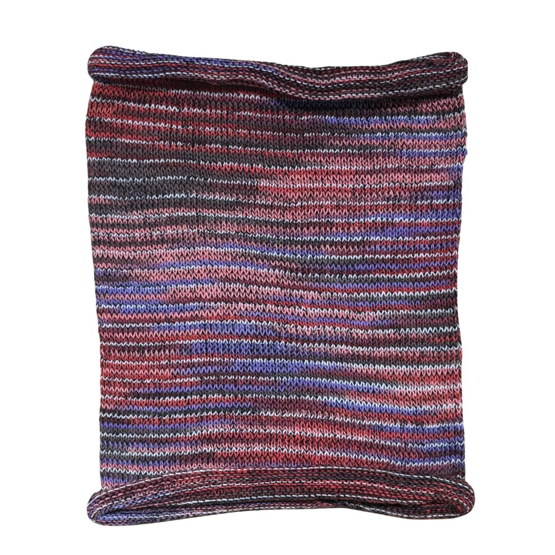 Red black purple pink cotton headband on a white background