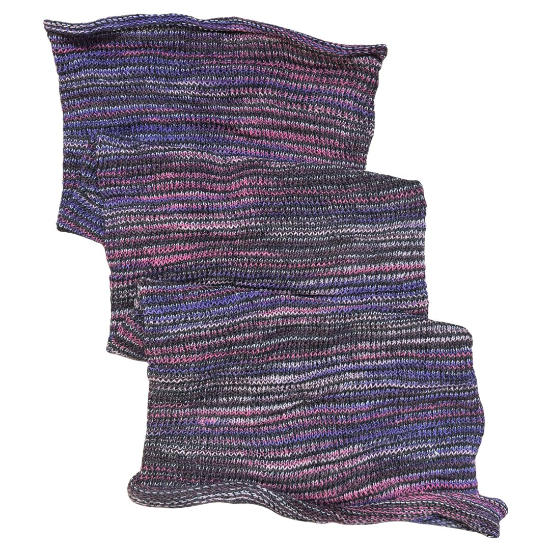 Purple pink brown large cotton dreadlock sock on a white background.