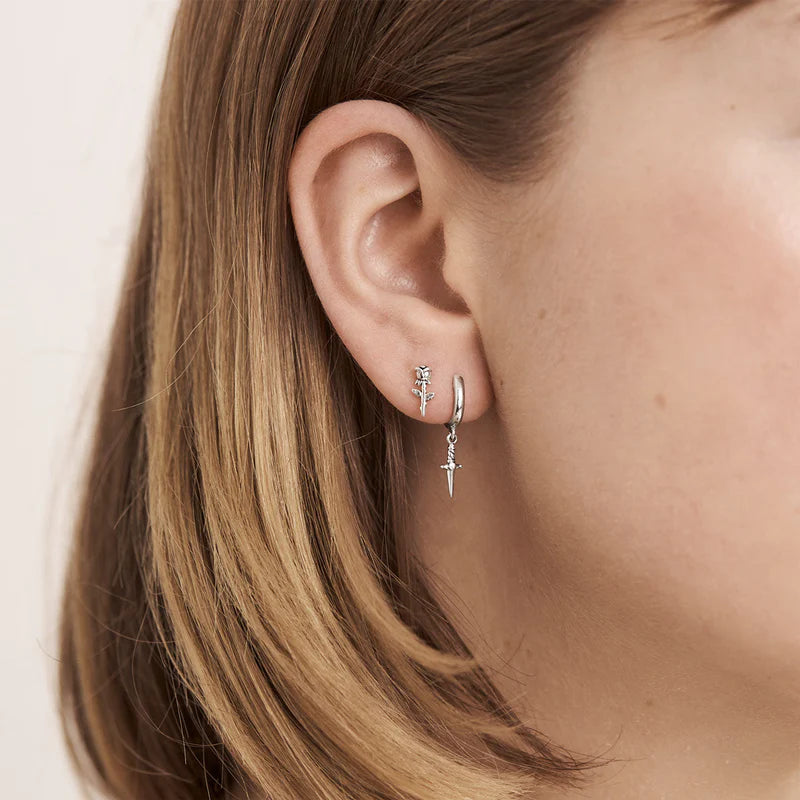 Sterling Silver Cosmic Dagger Huggies