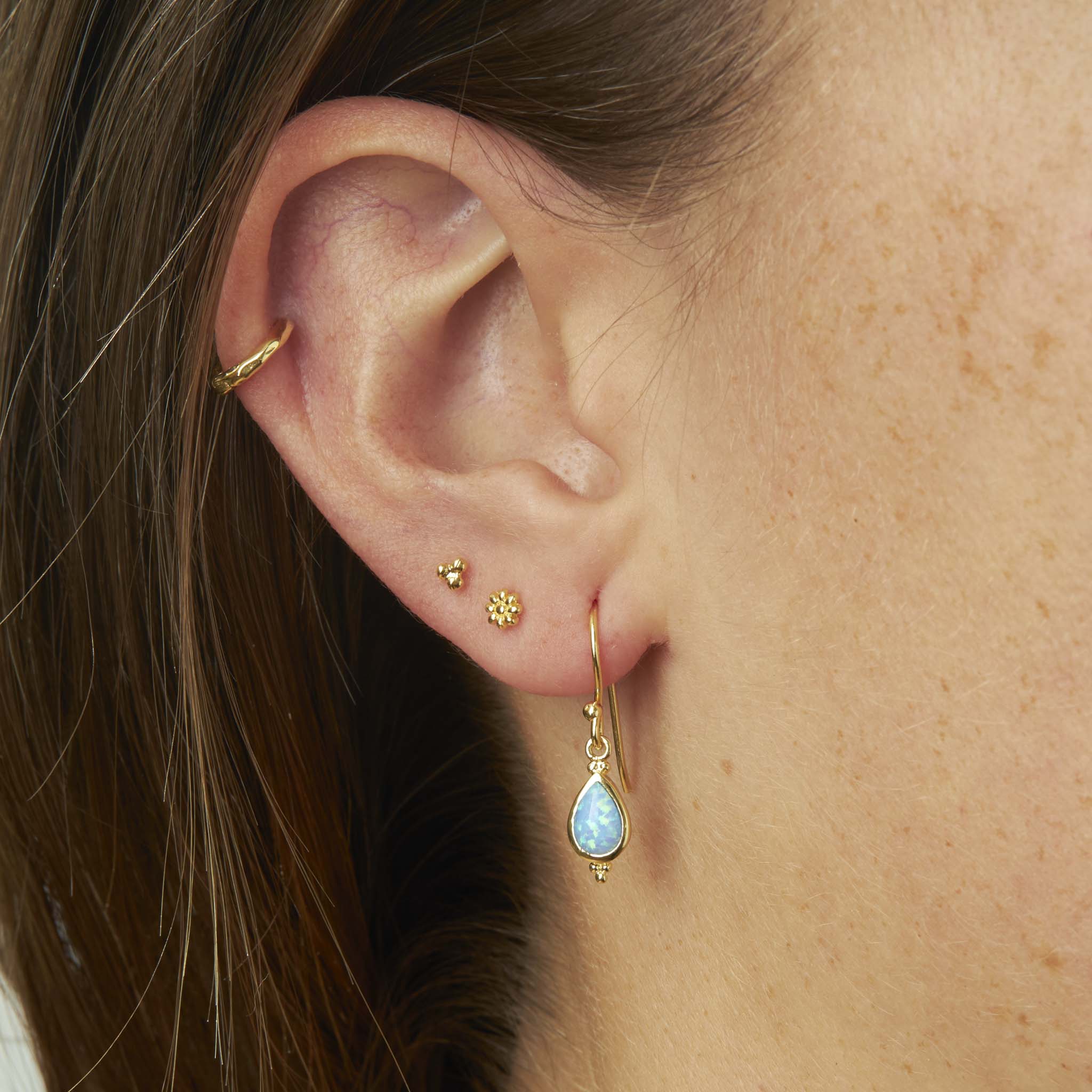 Serein Opal Earrings Gold (view 2) - Mountain Dreads
