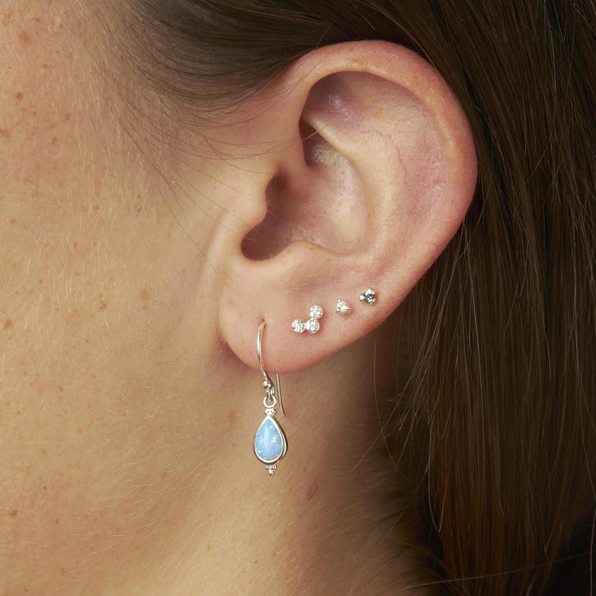Sterling Silver Serein Opal Earrings (view 2) - Mountain Dreads