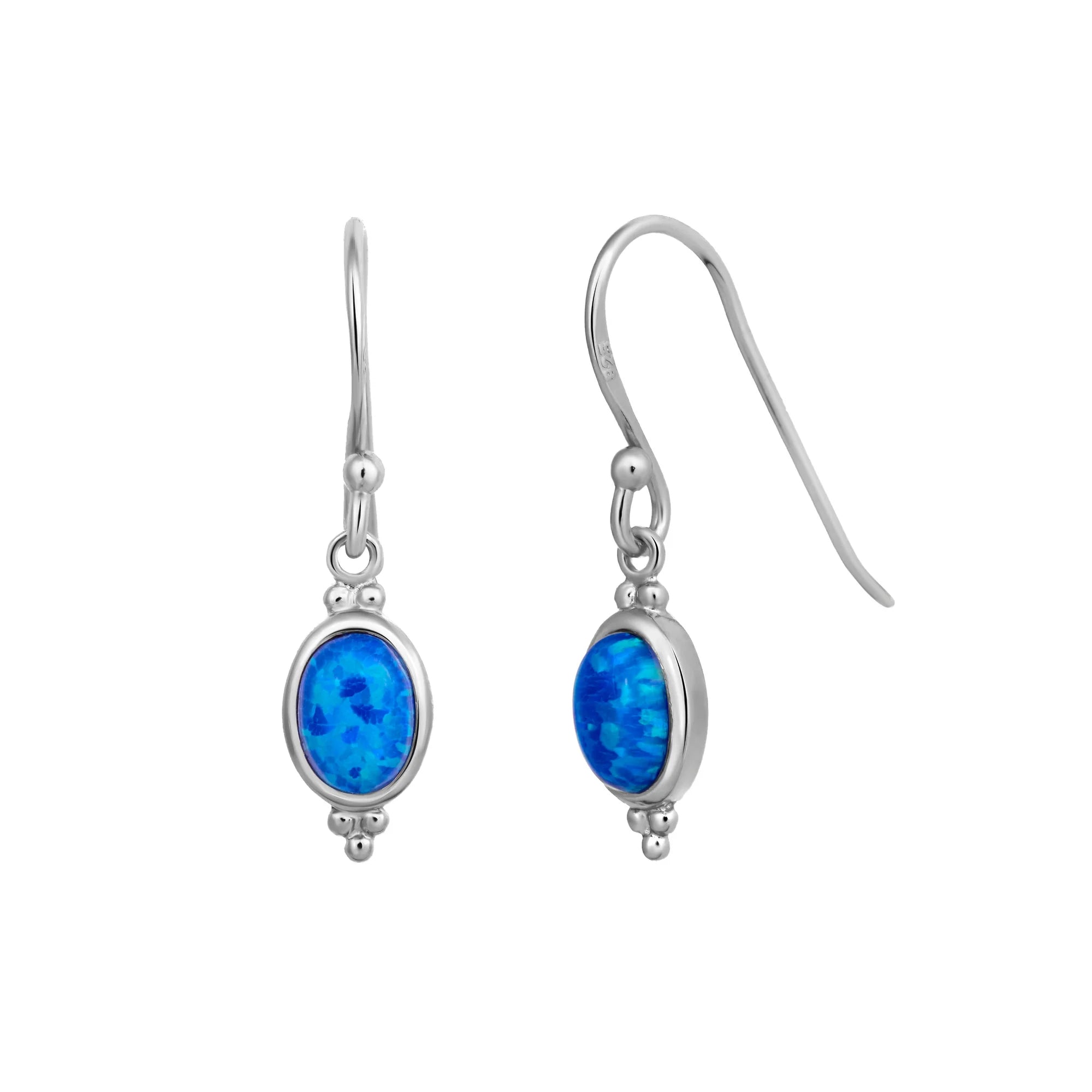 Sterling Silver Moon Song Blue Opal Earrings (view 2) - Mountain Dreads
