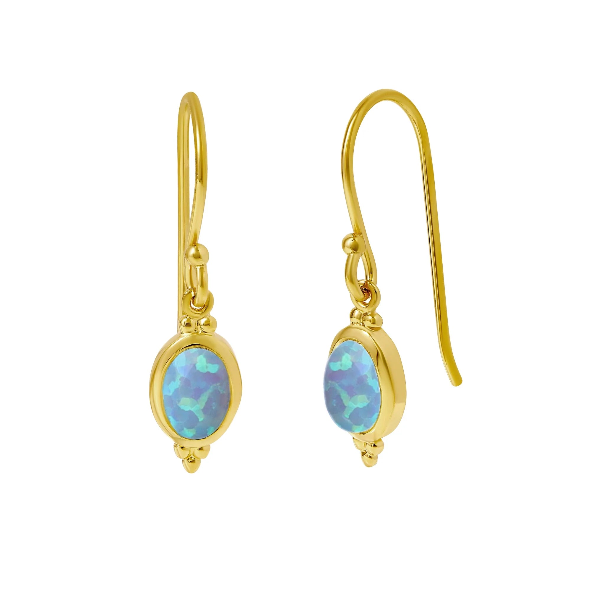 Moon Song Azure Opal Earrings Gold