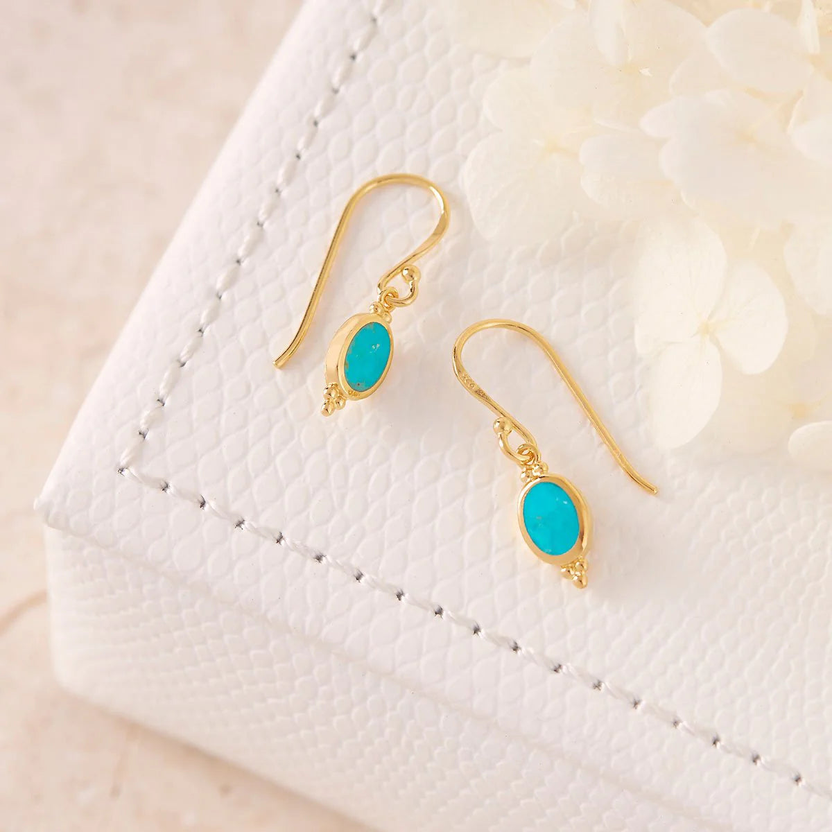Moon Song Turquoise Earrings Gold (view 3) - Mountain Dreads