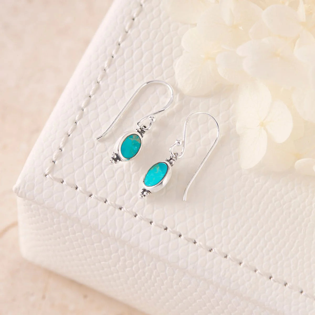 Sterling Silver Moon Song Turquoise Earrings (view 3) - Mountain Dreads