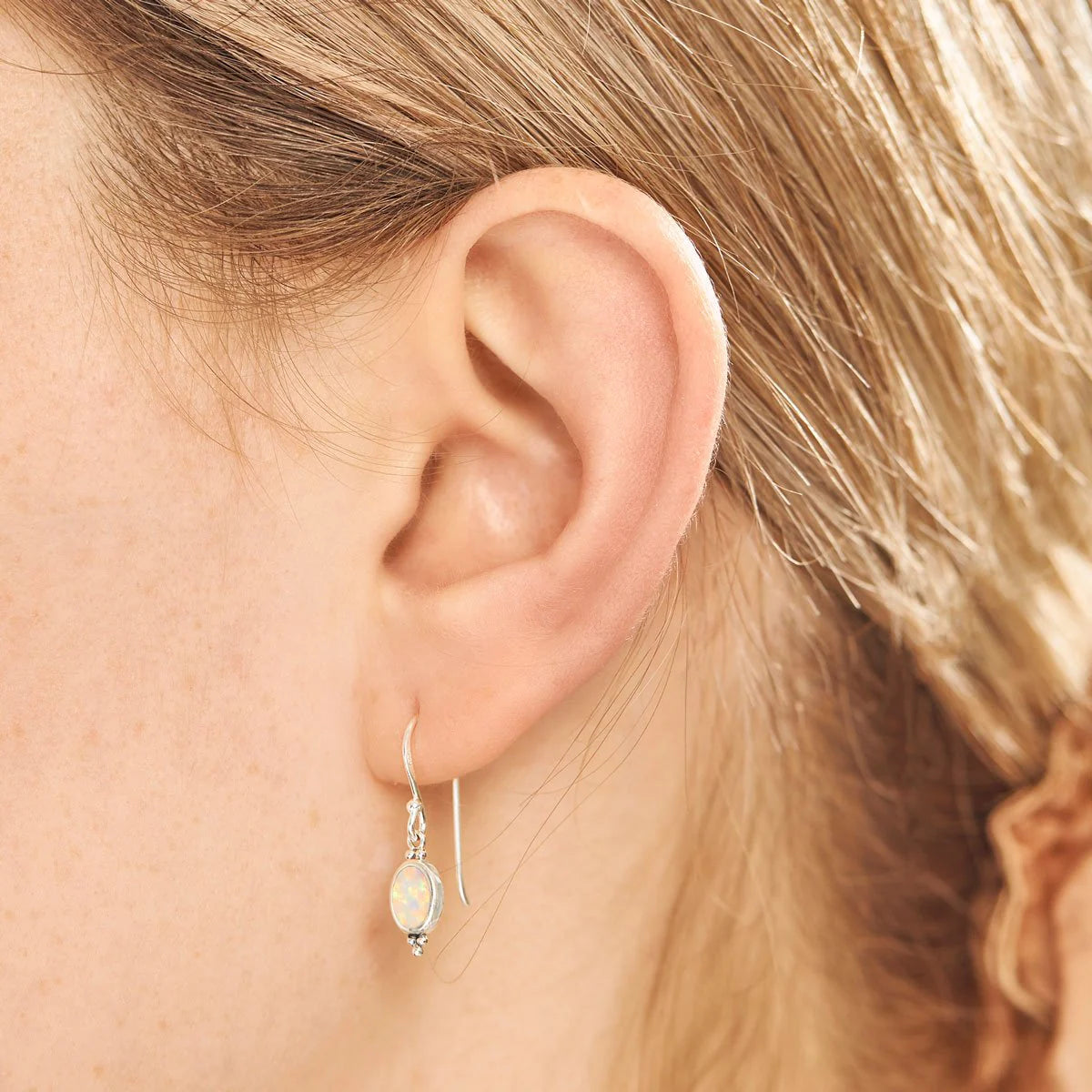 Sterling Silver Moon Song Opal Earrings (view 2) - Mountain Dreads