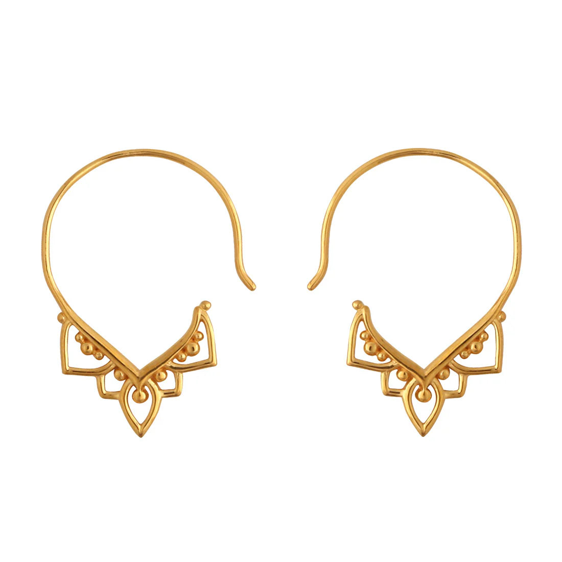 Mehndi Hoop Earrings Gold