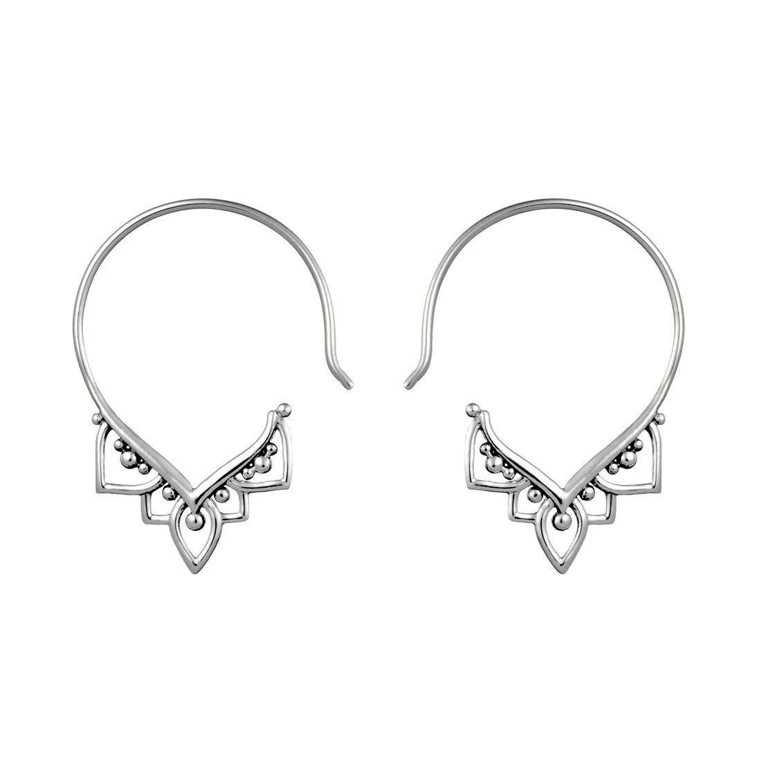 Sterling Silver Mehndi Hoop Earrings