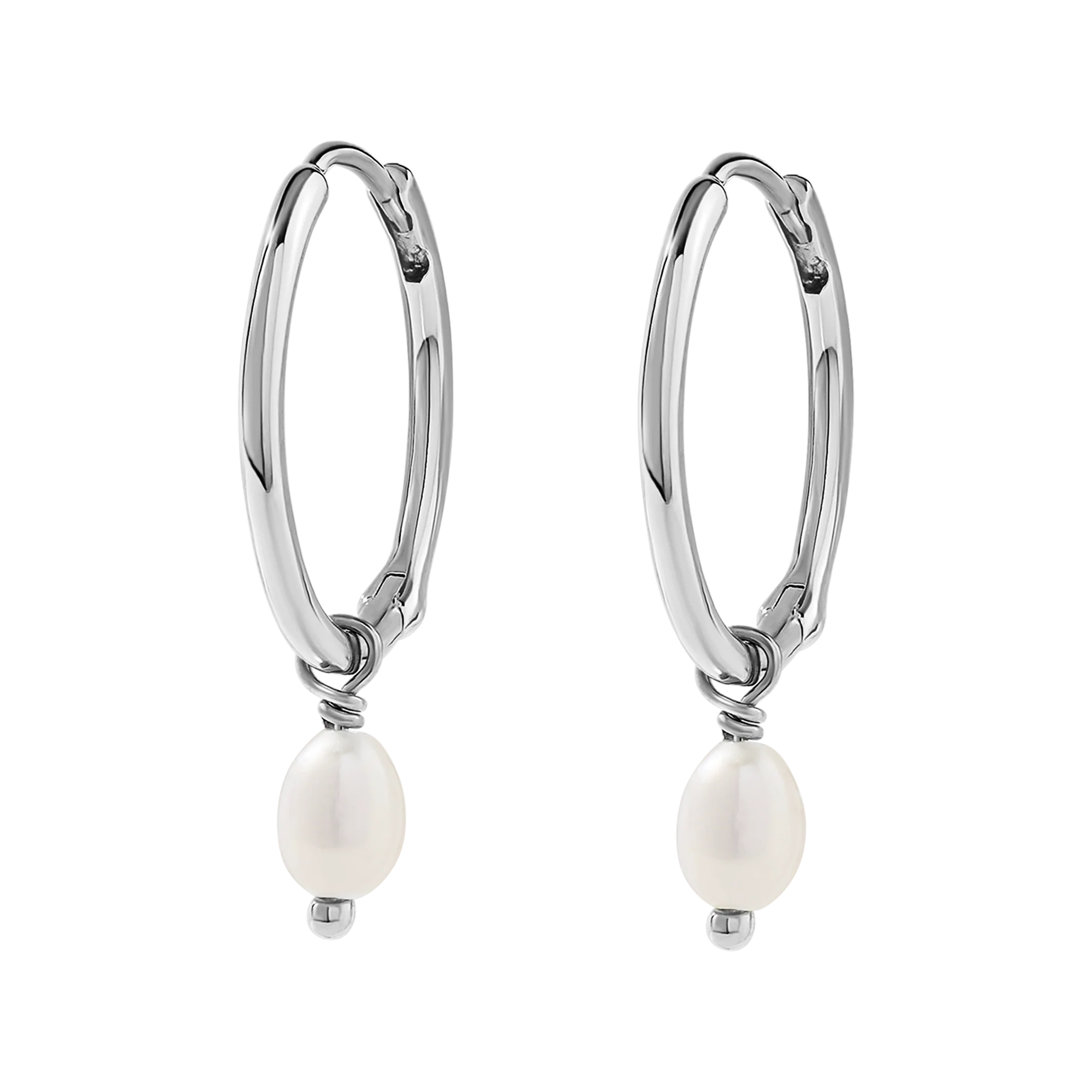 Sterling Silver Dainty Pearl Huggies jewellery (view 2) - Mountain Dreads