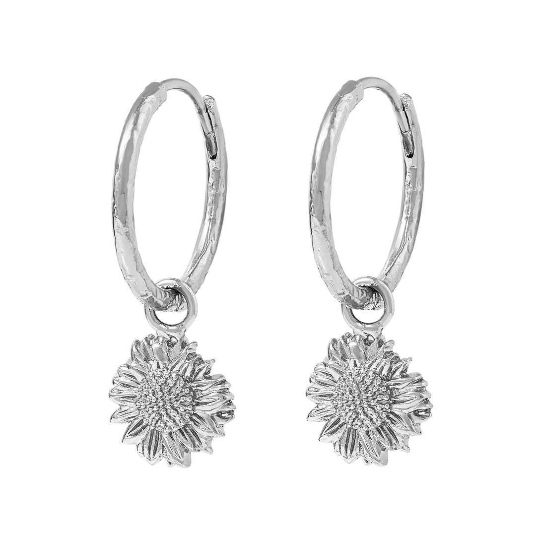 Sterling Silver Wild Sunflower Huggies